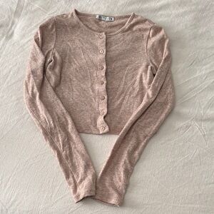 Zara Long Sleeve Button-Up Crop Top